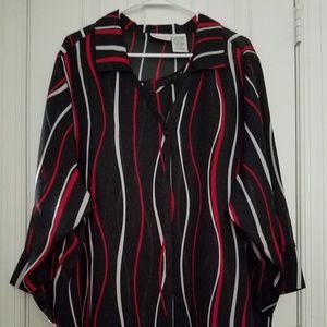 White Stag 2-pc black, red & white blouse